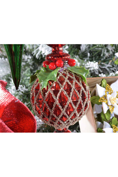 Decorer Σετ 2 γυάλινων μπάλων 8x27 εκ.