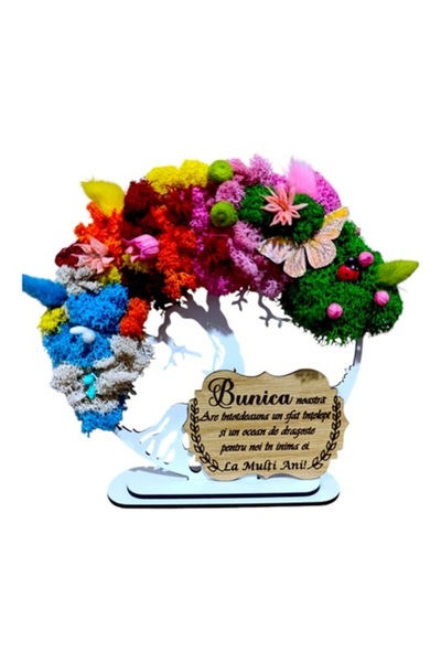 OEM Personalized Tree of Life Painting for Grandma, Stabilized Lichen, 15 cm, Model 2, White