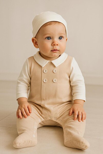 RAPAPA Baby Boy Classic Romper – Stylish Cotton with Shirt Collar and Buttons 128669K