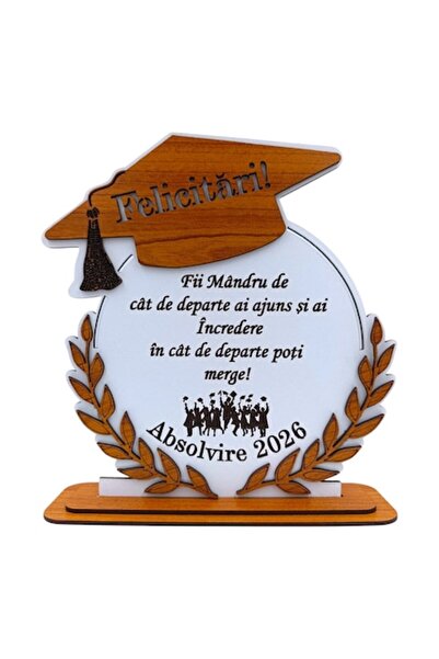 OEM Cadou personalizat de absolvire din lemn cu mesaj gravat „Fii mândru...”,...