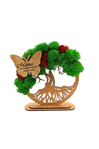 OEM Tree of Life wall art with stabilized lichens and butterfly, 'Mother is the beginning', 10 c