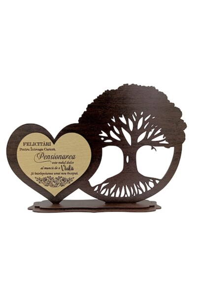 OEM Decorațiune din lemn pentru pensionari, Inimă și Pomul Vieții – Mesaj emo...