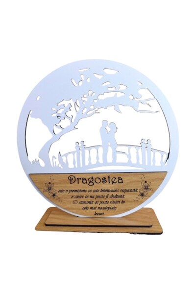 OEM Tree wall decoration (blank) for stabilized moss, personalized message 'Love is a promise...', 20 cm