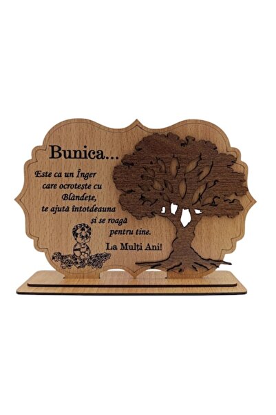 OEM Placă din lemn - Cadou personalizat pentru bunică – 30x20 cm, Cireș