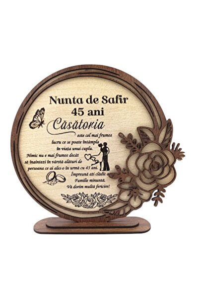 OEM Cadou personalizat de aniversare cu safire din lemn și ramă cu trandafir ...