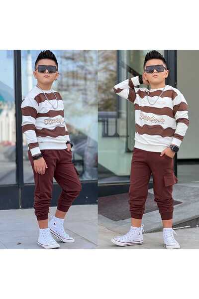 muzur r kids muzur r kids 8/16 Year Old Boy Stretch Fabric Bottom Top Set | Winter Children's Tracksuit Set - Holiday Style