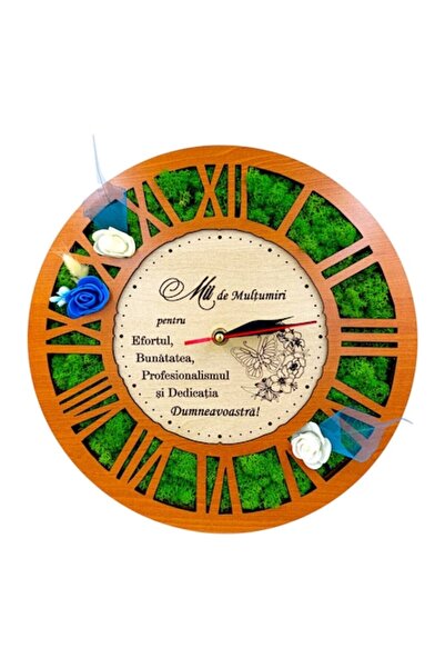 OEM Wall clock with stabilized moss, personalized gift for Teachers/Doctors - 'A thousand thanks', 30 cm