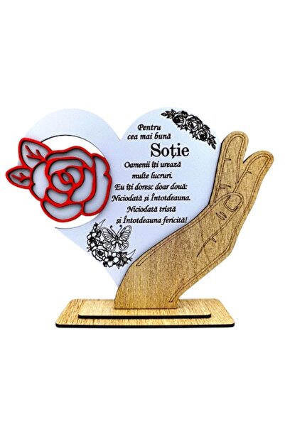 OEM Placă decorativă cu inimă și trandafir, personalizată cu mesajul „Cea mai...