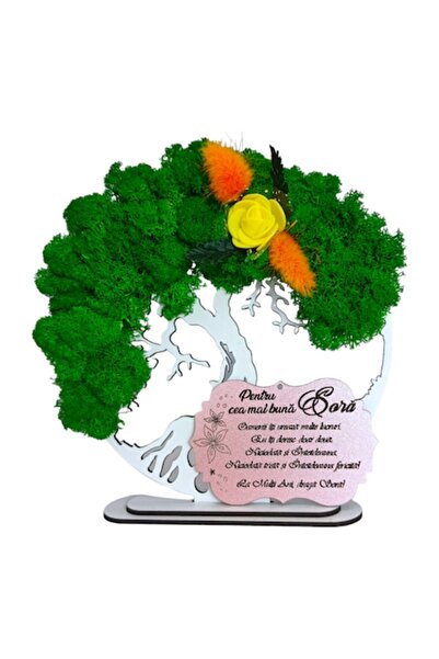 OEM Decorațiune de perete Copacul Vieții cu licheni stabilizați și flori deco...