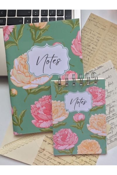 LaCerdaDizayn 2'li Çiçek Desenli Defter Seti
