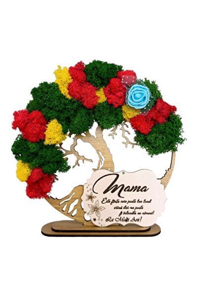 OEM Tree of Life wall decoration with stabilized moss and flowers, personalized for mother, 20 cm, oak m