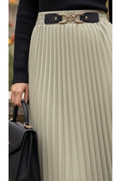 bohostyle Fusta plisata verde