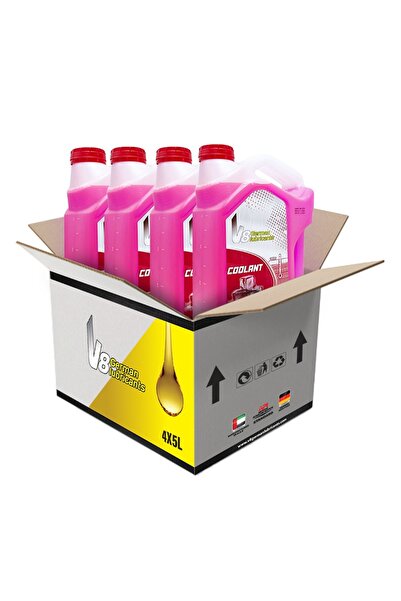 SAMER سائل تبريد الرادياتير وردي اللون سعة 5 لتر - عبوة من 4 قطع - خليط جاهز للاستخدام - سائل تبريد محرك طويل العمر