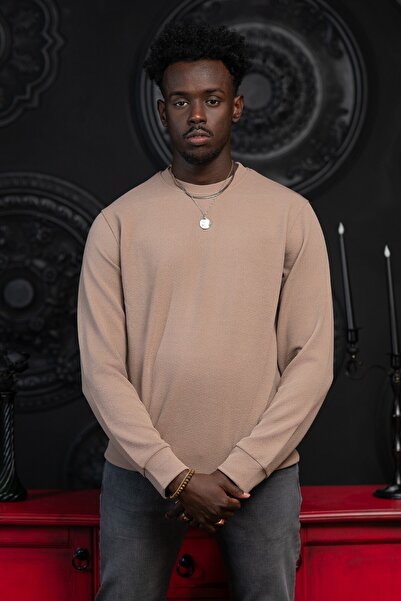 Dorss Regular Fit Dobby Crew Neck Stretch Fabric Transitional Sweatshirt