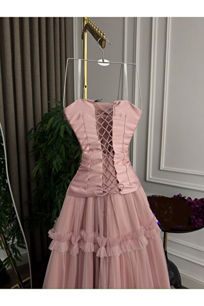 Diva style Mikado evening dress, luxurious embroidery, flared tulle