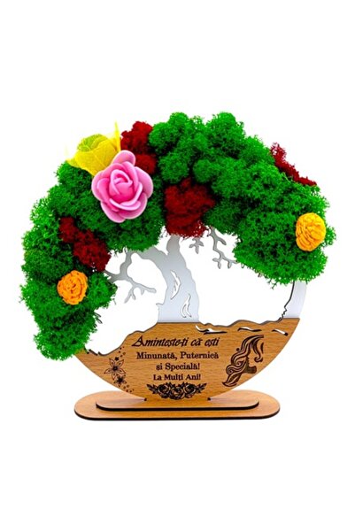 OEM Artă Copacul Vieții cu mușchi stabilizat, mesaj personalizat „Amintește-ț...