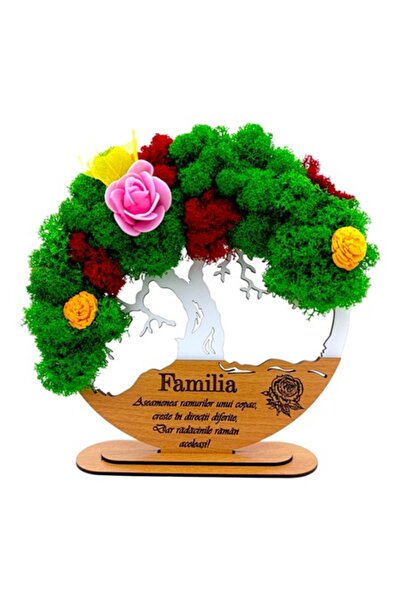 OEM Tree of Life picture with stabilized lichens, personalized message, 20 cm, white