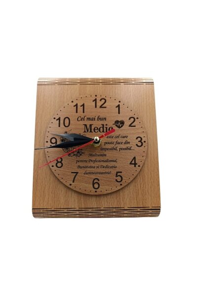 OEM Ceas de birou - cadou personalizat pentru medic, 22x16 cm, maro