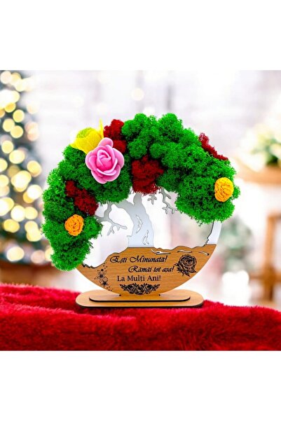 OEM Tree of Life wall art with stabilized lichens, personalized 'You're Wonderful!..', 25cm, white