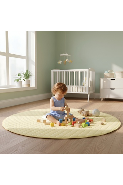 Bondberro Kapitone Bebek ve Çocuk Oyun Matı % 100 Pamuklu Kumaş içi Elyaf Dolgulu