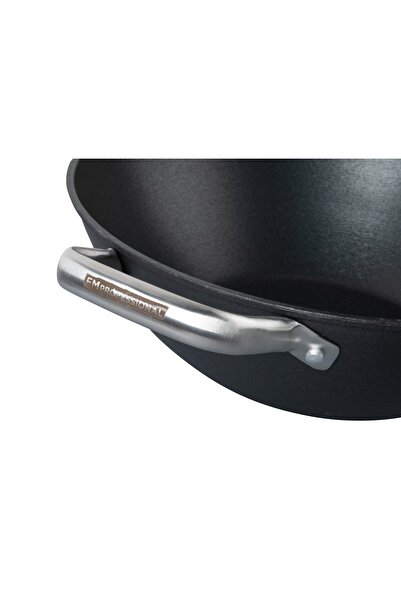 FM Professional FORCE cast iron wok pan 28 cm with non-stick coating and stainless steel handle