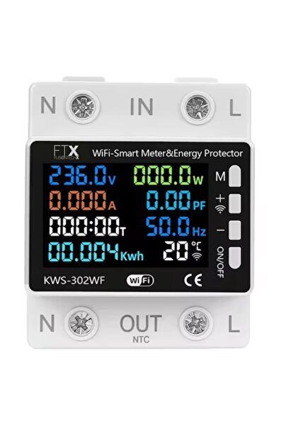 FUSIONTECHX Single-phase Smart Tuya WiFi Energy Meter 63A with Voltage Protection, Relay & kWh Monitoring