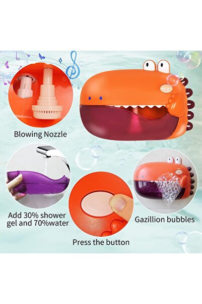 Soofam Dinosaur Bubble Bath Toy with Music (Orange)