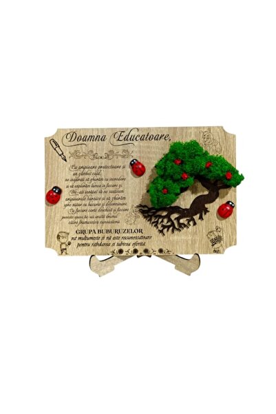 OEM Placă de lemn personalizată pentru profesor 'Grupa Buburuzelor' cu bonsai...