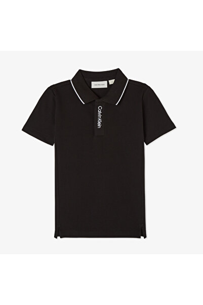 Calvin Klein Embro Logo Pique Çocuk Siyah Polo