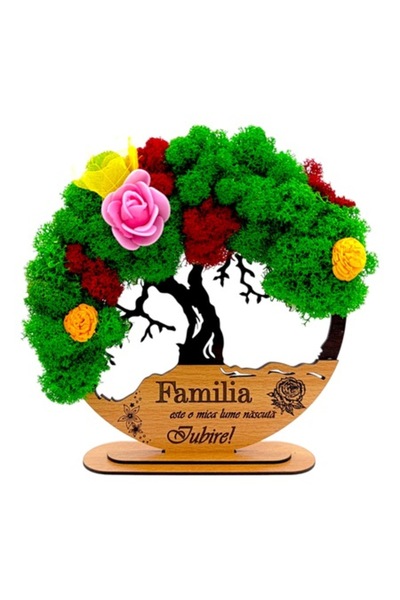 OEM Tablou Copacul Vieții cu Licheni Stabilizați, Personalizat, 20cm, Negru