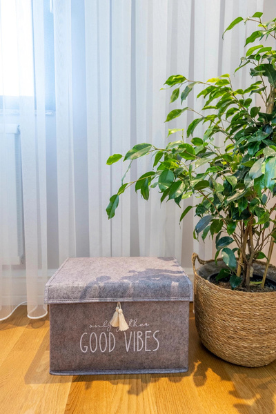 Epilons Multi-Purpose Organizer with Lid and Tassel Detail Felt Basket (mini) - 03495