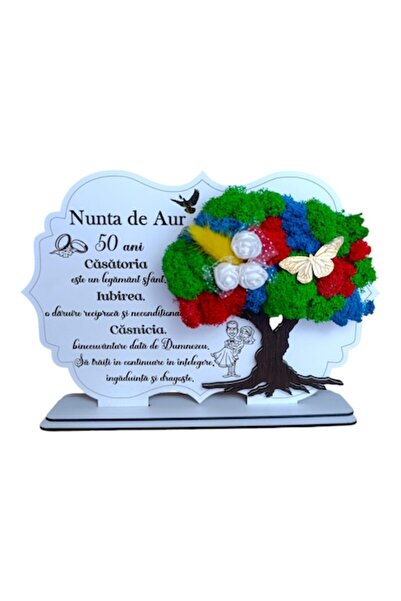 OEM Lucrare de artă în formă de copac cu licheni stabilizați, mesaj de nuntă ...