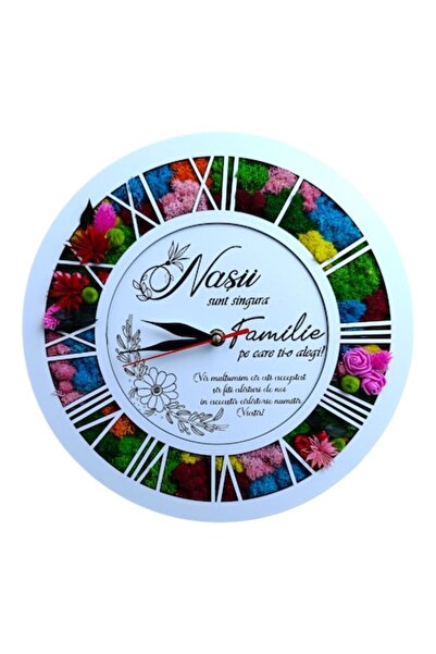 OEM Ceas de perete decorat cu licheni stabilizați, personalizat cu mesaj pent...