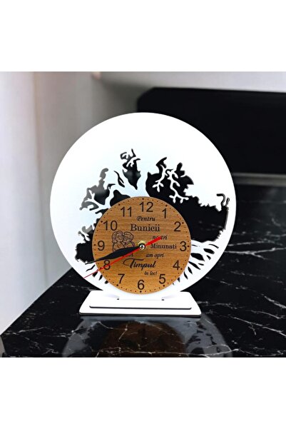 OEM Decorative clock with stand for stabilized moss, personalized gift, 30cm, white