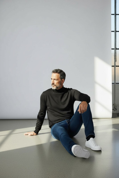 BİLGENS BUTİK Men's Half Turtleneck Plus Size Knit Sweater