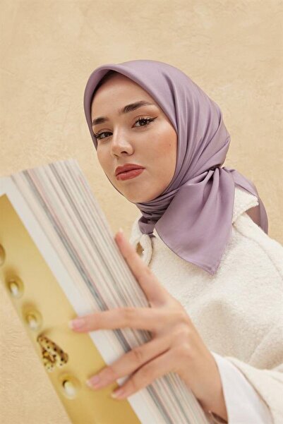 Silk Home Plain Shiny Scarf - Purple