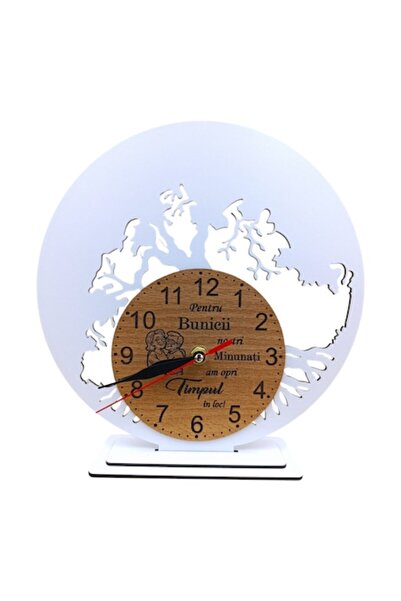 OEM Decorative clock with stand for stabilized moss, personalized gift, 30cm, white