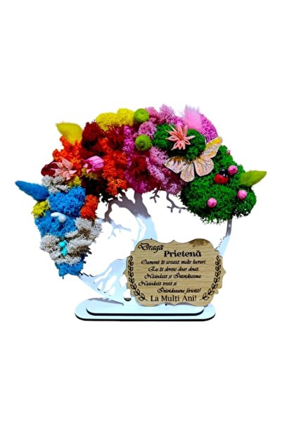 OEM Tablou personalizat Copacul Vieții cu mușchi stabilizat, 25 cm, Model 2, alb