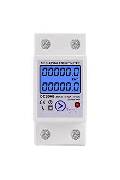 FUSIONTECHX Single-Phase DIN Rail Energy Meter, kWh/Voltage/Current/Power, 230V 50Hz, 5(80)A