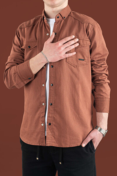 bombe Men's Slim Fit Denim Shirt