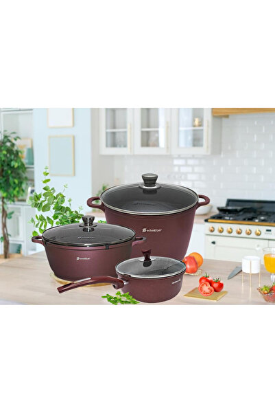 OEM Schmitter pot with handle and lid - Cast aluminum saucepan, ceramic non-stick coating, 18 cm, 2 L, gray brown
