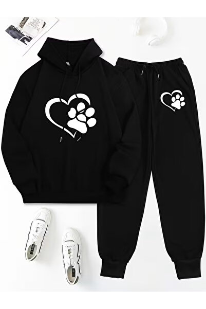 Marco Fresco Unisex 3 Thread B Printed Young O Oversized K Hooded Tracksuit Set