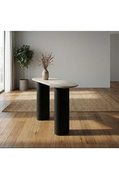 NZONE STORE Modern side table with a wooden top and cylindrical legs: 140*80
