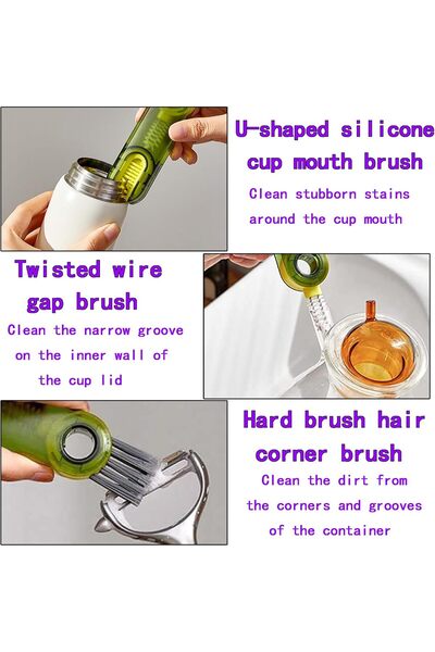 Duomama 3-in-1 Cleaning Brush — Multi-function Tool for Bottles, Baby Bottles, Cups & Lids