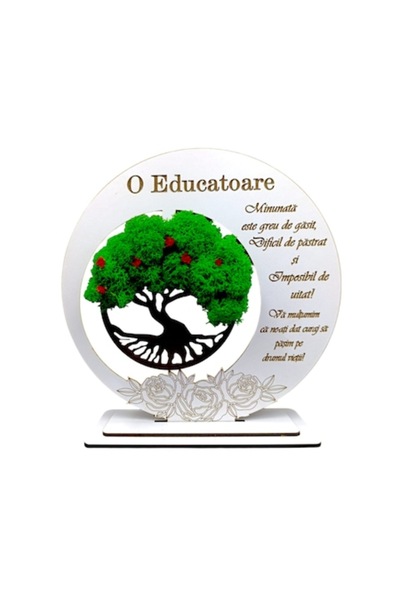 OEM Decoration with the Tree of Life and message for educators, white, 25cm