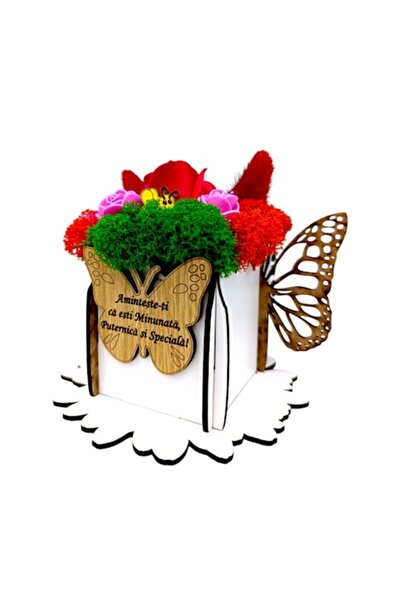 OEM Decorative personalized gift box with stabilized moss & roses, butterfly,...