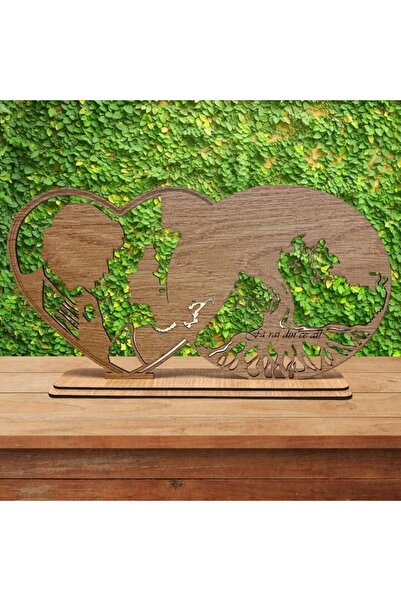 OEM Heart wall decoration for stabilized moss, personalized, 30x18 cm, model 2, brown