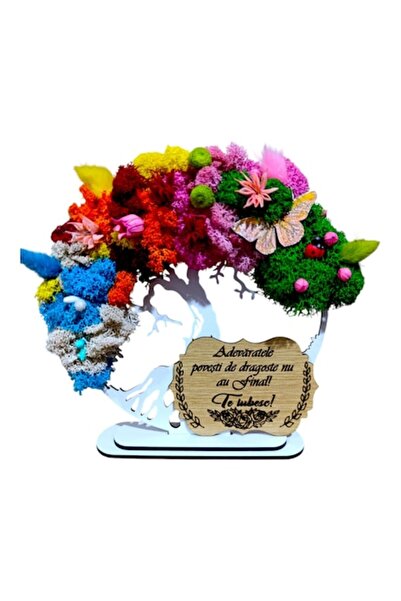 OEM Tablou personalizat cu pomul vieții și mușchi stabilizat, 25 cm, model 2,...