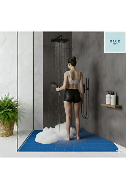 Blue Home 🆕 Bathroom Shower Pool Front Door - Square Honeycomb Mat Non-Slip Anti-Slip Pvc Mat Gray Width: 90cm. Blue 🚿