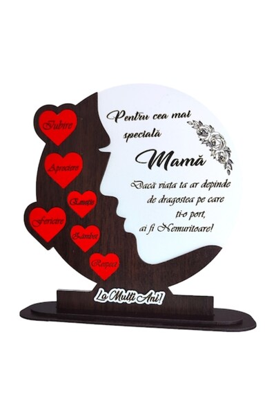 OEM Personalized wall decoration with standard message for mom, 25 cm, model 3, white